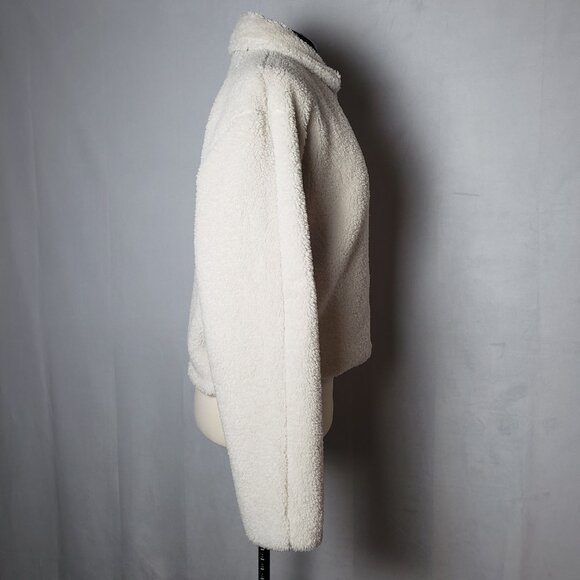 Lululemon Textured Fleece Collared Jacket in Bone Asymmetrical Zip Front S/M - Picture 4 of 12